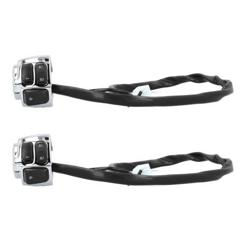 2pcs Motorcycle Handlebar Switch 1in Universal Horn Turn Signal Black