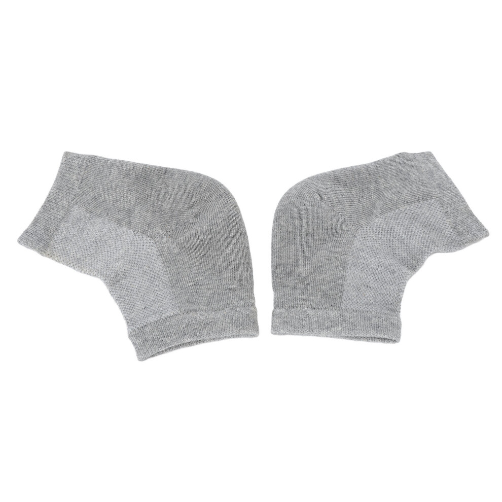 1 Pair Gray Heel Socks with Vitamin E & Gel Moisturizer for Dry Cracked Heels