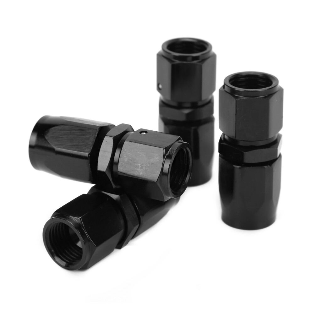 An6 Car Hose End Fittings 4Pcs Straight Swivel Adapter Polished Finish Durable 9431378771505