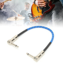 6,35 mm Blauer E-Gitarreneffektkabel, 33 cm, doppelt 90 Bogen