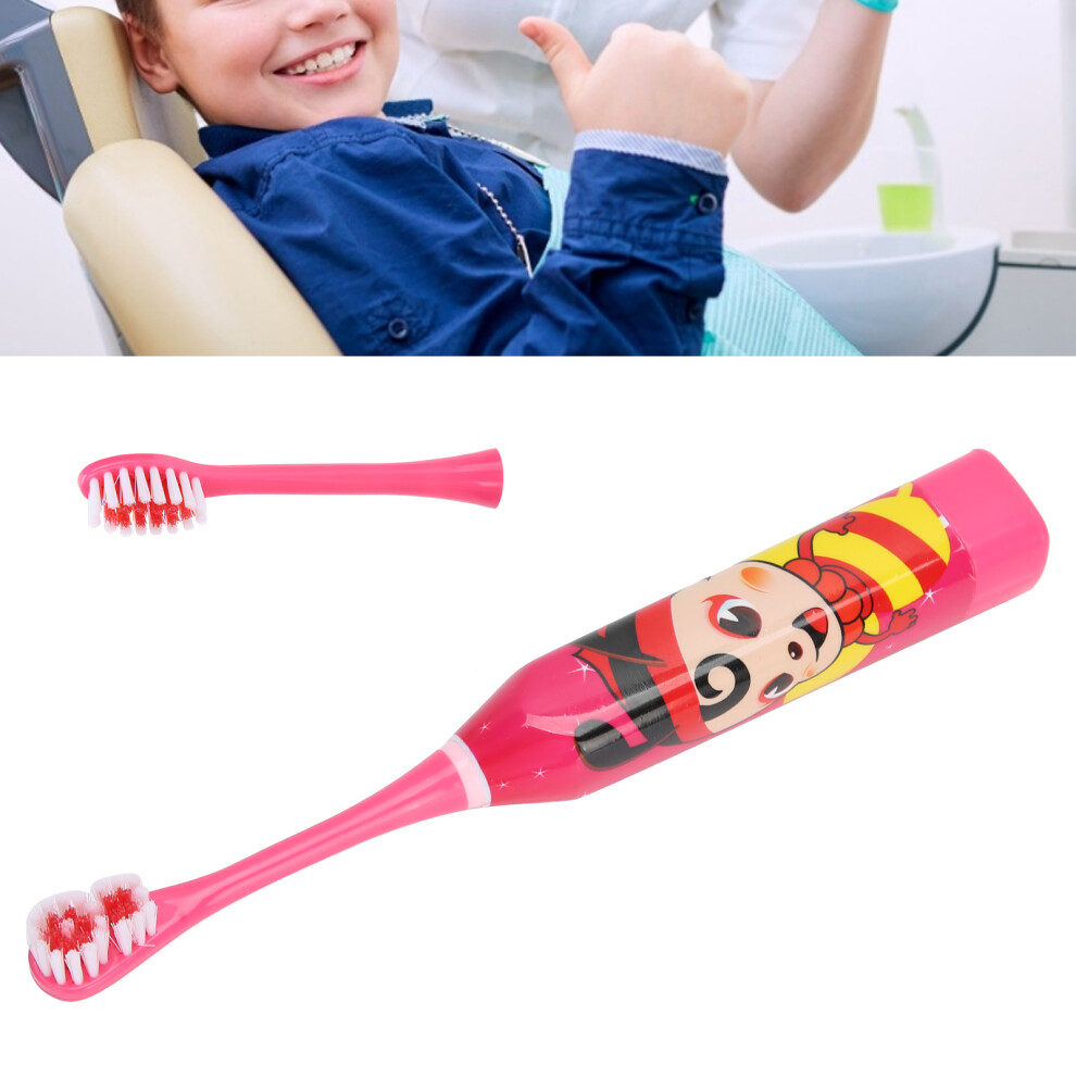 Children's Electric Toothbrush in Cartoon Design Teeth Cleaning Red