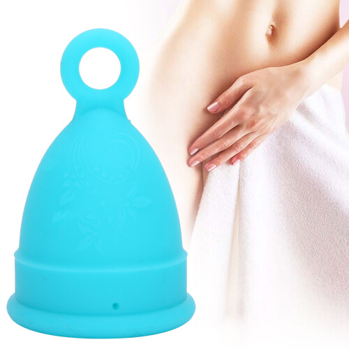 Blue Silicone Menstrual Cup 14ml, Soft, Reusable, Size L