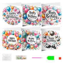 Rhinestone Art Birthday Cards Kit Model 043, DIY Card Art Kit With Envelopes For Adults