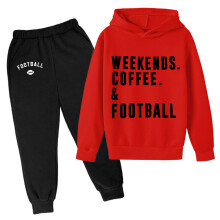 Kids Hoodie Sweatshirt And Sweatpants Pullover Set Tracksuit Size 1314 Years Red 2 Piece Outfit