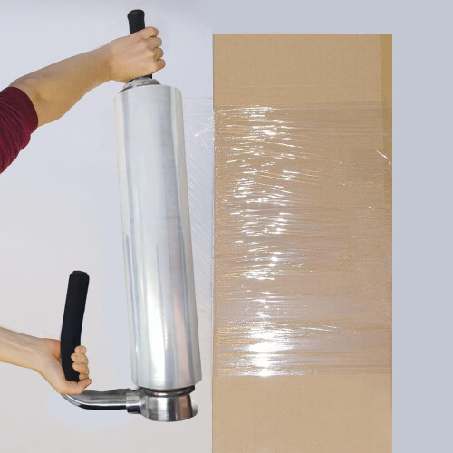 Stretch Dispenser Industrial Strength Heavy Duty Adjustable Shrink Wrap Holder With Extended Handle 2