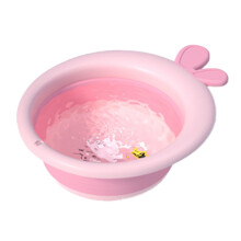 Foldable Baby Cartoon Bath Bowl For Newborns Portable Pink Bath Time Bowl For Face And Feet With Easy Storage