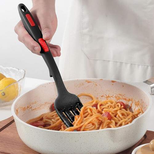 Silicone Cooking Fork Heat Resistant Non Stick Dishwasher Safe Flexible Kitchen Tool with Ergonomic Handle 2