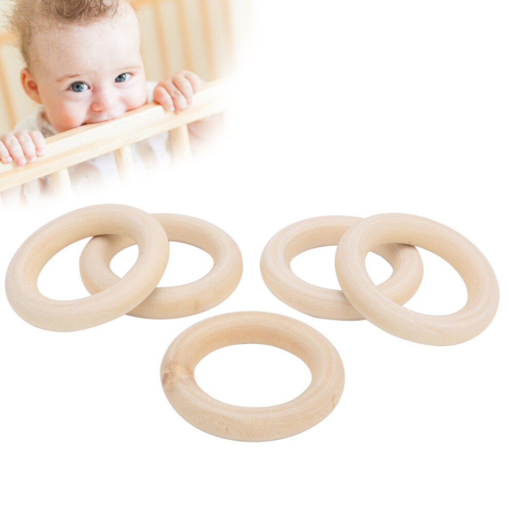 5pcs Wooden Baby Teething Rings Circles DIY Craft Pendant 50mm