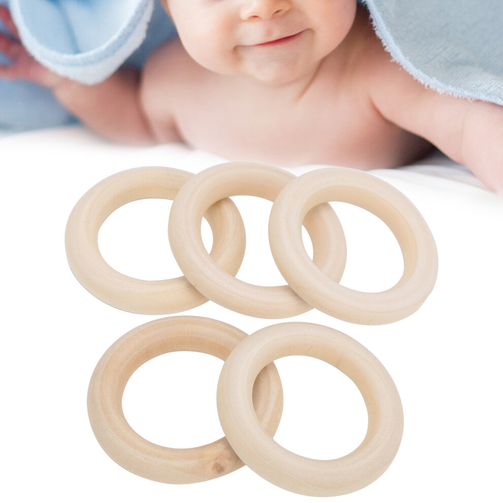DIY Craft 5pcs 60mm Unfinished Wood Teething Rings Baby-Safe and Durable