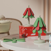 Weihnachtsbaum-Silikon-Faltmatte zum Verbrühen, Hochtemperatur-Tischset, Tassen-/Schüssel-/Topf-/Teekannen-Unterlage, Runder Boden