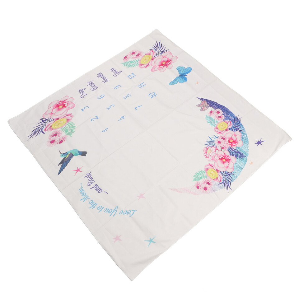 First Year Baby Blanket 39.4in Wide Flowers Birds Design Milestone Photo Prop