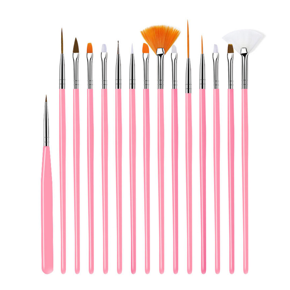 Pink The Ultimate Creative Companion: Nail Art Design Tools, Multipurpose Painting Brushes For Unmatched Versatility, Ergonomic Design In 15Pcs/Set,
