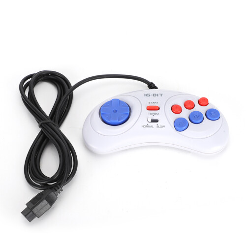 Classic Retro Controller, Officially Licensed Turbo Function D-Pad Mode Button for Sega Genesis Mini, PC, Mac, Steam, Switch (Small White)