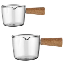 Decorative Glass Milk Cup Handle Set Mini & Medium, HeatResistant Pitcher for Latte & Espresso, Japanese Style Milk Jug
