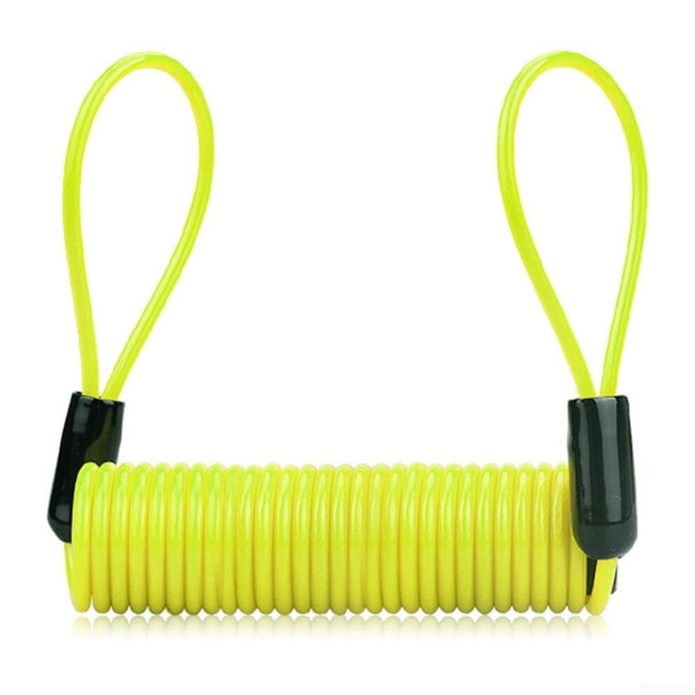 Motorcycle Security Spring Wire Disc Brake Lock Reminder Cable 120Cm Pvc Coated Steel Coil Cord Scooter Helmet Yellow 9365369481008