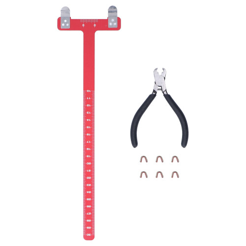 Archery Bow String Nocking Points Brass Buckle Clip Pliers & T Shape Ruler Set 2