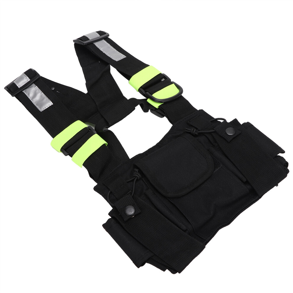 Radio Chest Harness With Vertical Radio Orientation, Reflective Strips For Enhanced Visibility, Fluorescent Green Bands Add To Safety, Quick Access Po 9012494787450