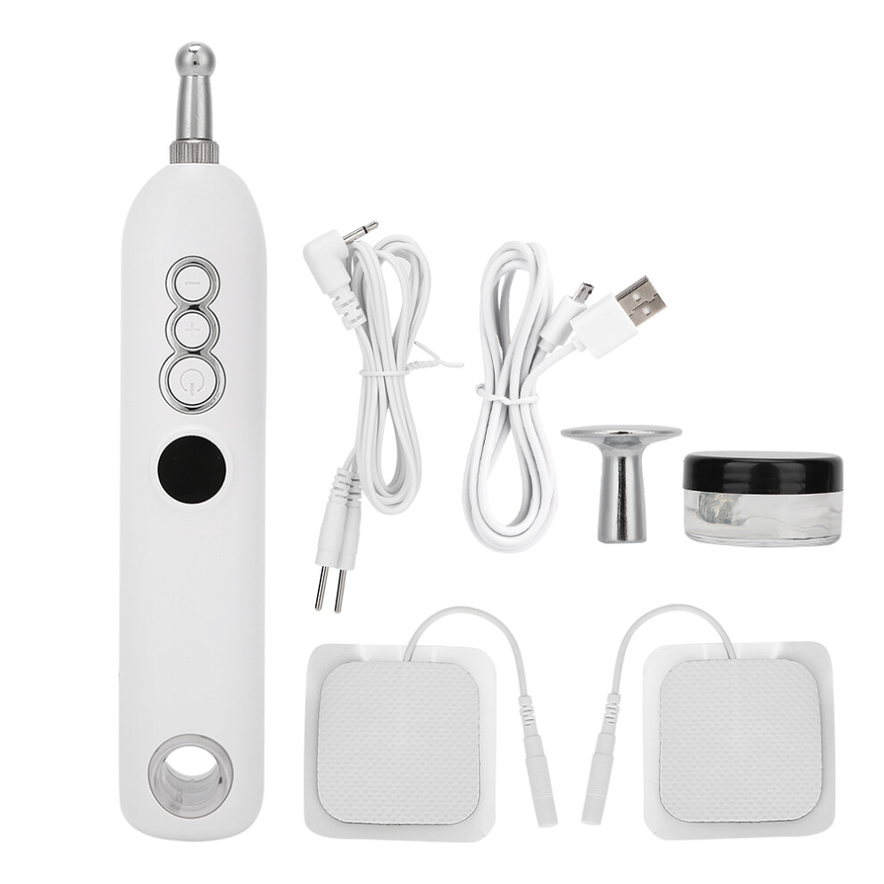Adjustable Intensity Levels Massage Acupuncture Pen Meridian Energy Massager Pen Electronic Pain Relief Therapy Replaceable Massage Heads Muscle Heal