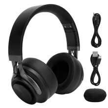 Trådløse hovedtelefoner med Bluetooth aktiv støjreduktion, over-ear-hovedtelefoner med 40 mm drivere, HD-lyd, musiktilstande, lav latenstid til