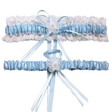 Wedding Garter Lace Bridal Garter With Faux Pearl Embellishment Toss Away 2Piece Set Baby Blue