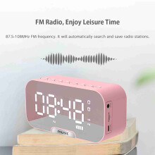 5-in-1 Digital Alarm Clock BT Speaker FM Radio Adjustable Brightness for Travel