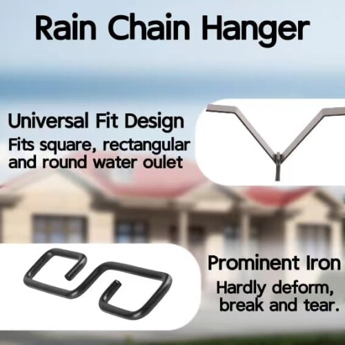 Rain Chain Gutter Adapter with Copper Hook Hanger, V Style Connector for Downspout Garden Use 1