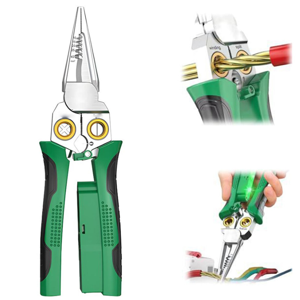8In1 Wire Stripper With Voltage Tester, Multifunction Electric Stripping Tool For Cable Cutting, Stripping, Crimping 9187378800171