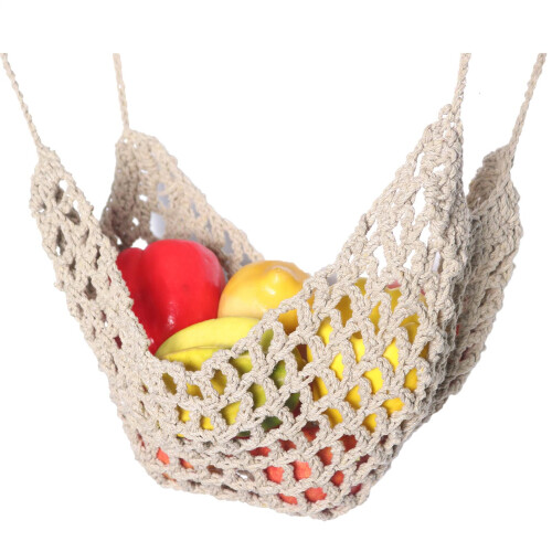 Fruit Hammock Crocheted Net Bag Hanging Veggie Storage Under Cabinet Space Saving Basket