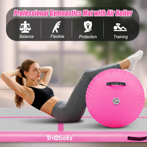 3M Pink Inflatable Gymnastics Mat & Air Roller 1