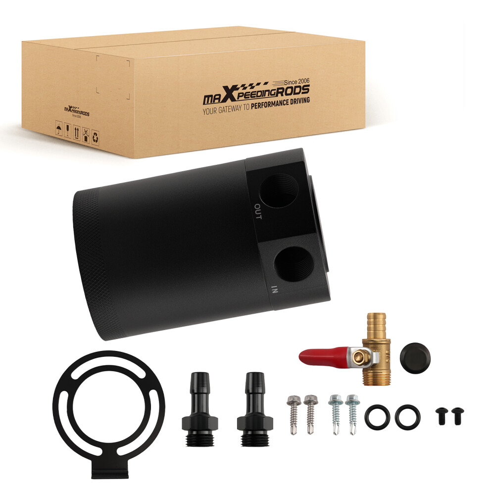 Aluminum Universal Baffled 2 Port Oil Catch Can Tank Air Oil Separator Bottle