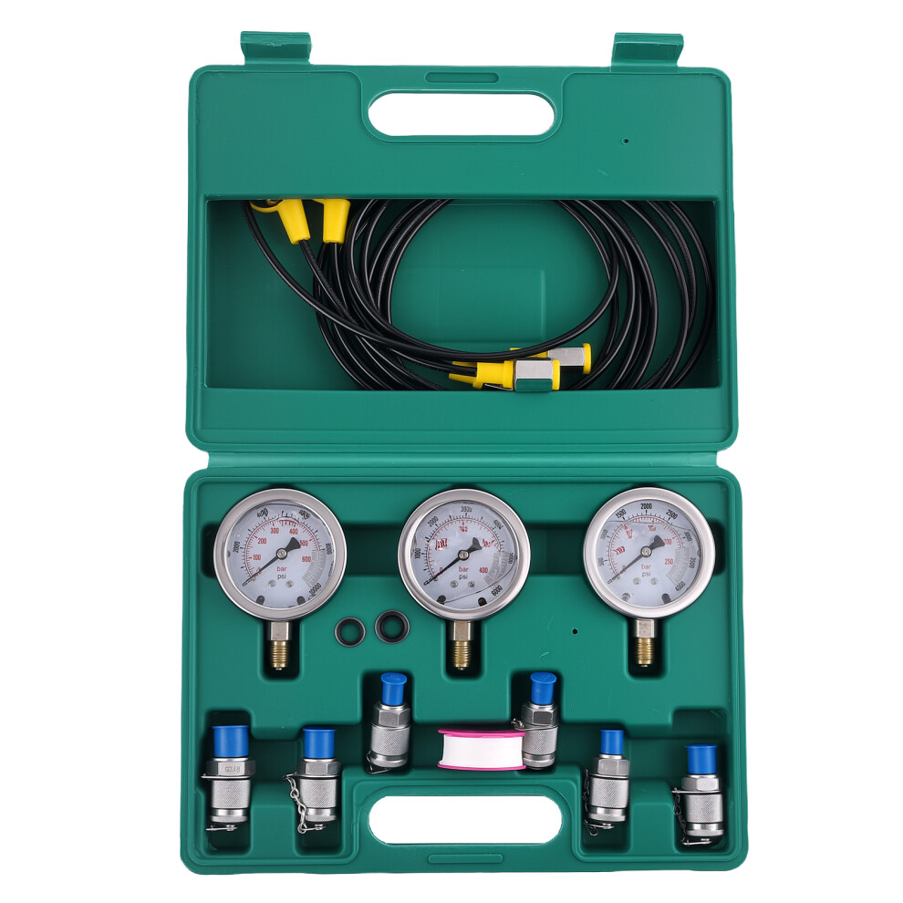 Hydraulic Pressure Gauge Test Kit Excavator Portable Tester 8700Psi New 6941477767321