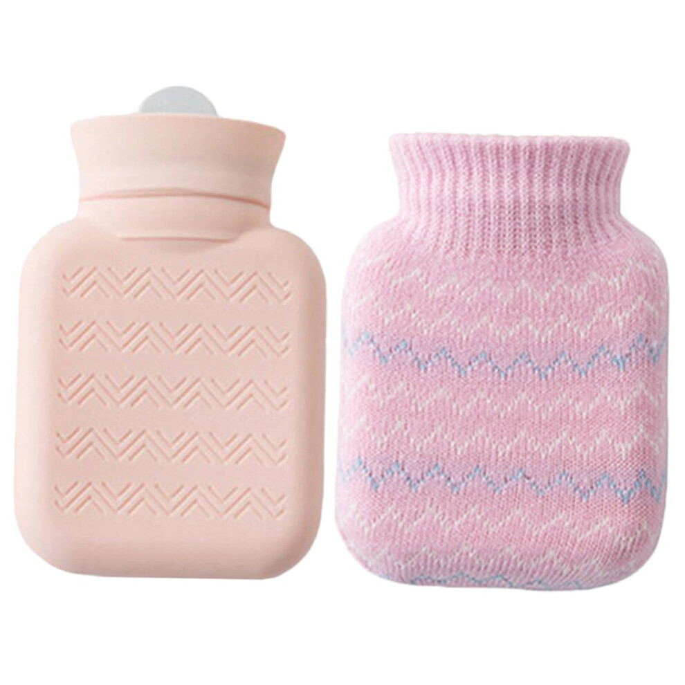 Hot Water Bottle With Knit Cover, Silicone Leakproof Design, 1 Set, Hand Warmer For Hands, Feet, And Tummy, Bed Warmer