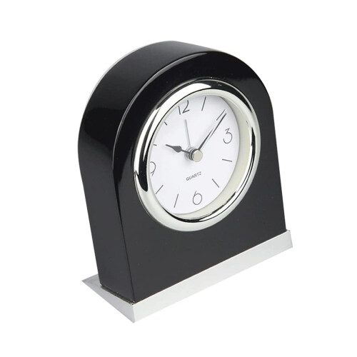 Modern Arch Table Clock with Silent Quartz Movement, Rosewood Finish and Night Light Function
