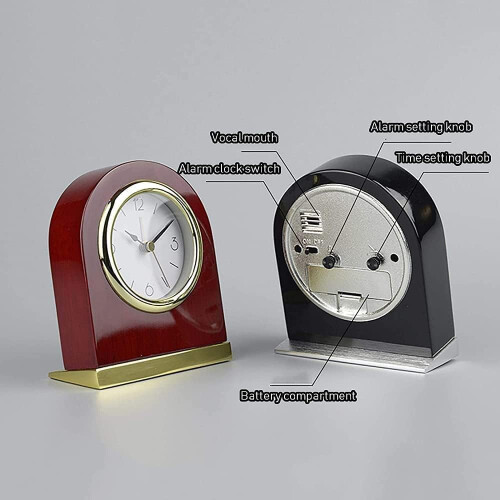 Modern Arch Table Clock with Silent Quartz Movement, Rosewood Finish and Night Light Function 1