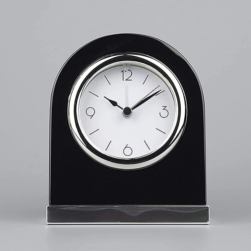Modern Arch Table Clock with Silent Quartz Movement, Rosewood Finish and Night Light Function 2