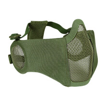 Justerbare stropper Airsoft-netmaske med god ventilation, hørebeskyttelse Sammenfoldelig halvansigts-Airsoft-netmaske til CS-vildt og jagt, letvægts