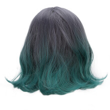 Peruci stil vintage, perucă bob ondulată verde colorată, peruci pin-up cu breton din anii '70, ideale pentru cosplay sau ocazii speciale,