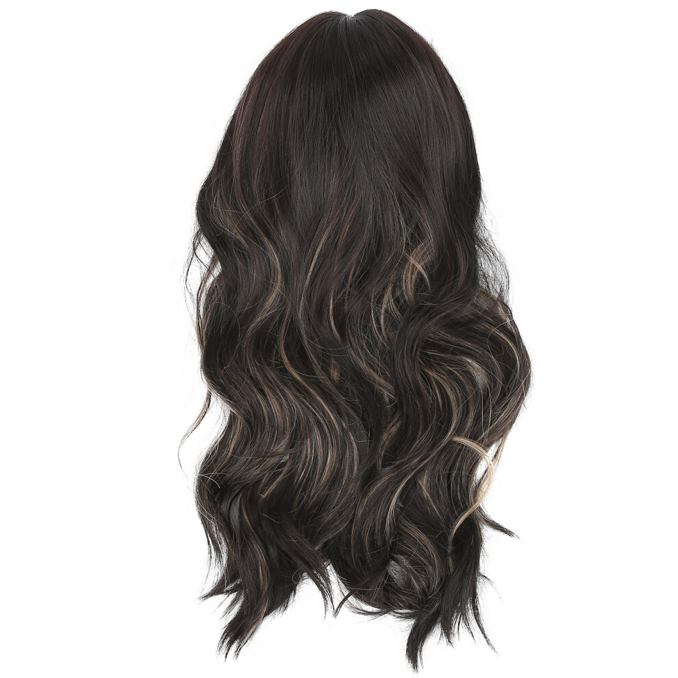 Trendy Black Gold Wigs, Long Wavy Wig with Simulation Scalp for Fashionable Events, Role Playing, or Daily Wear For Halloween Parties For Nightclubs