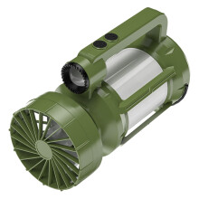 LED Lantern Battery Powered Flashlight With Fan, Rechargeable Portable Light, 4 Lighting Modes For Backpacking Travel
