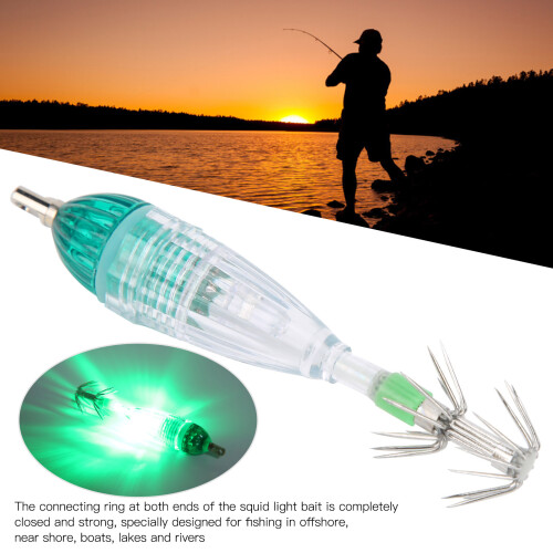 Fishing Bait Light Squid-Shaped Green LED Underwater Lamp with Hook 2