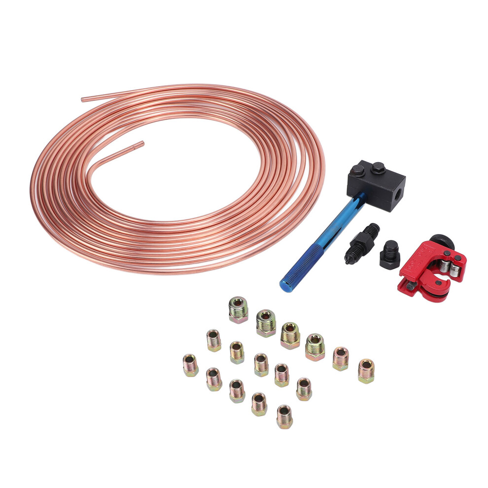 3/16In X 25Ft Copper Brake Line Tubing Kit With Double Flaring Tool 9461378821863