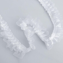 5 Yards DoubleLayer Pleated Satin Organza Lace Trim 4cm Wide White Sewing Wedding Decor DIY Crafts Embellishment