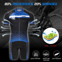 Men's Breathable Cycle Jersey Set, Quick-Dry Short Sleeve & Padded Shorts