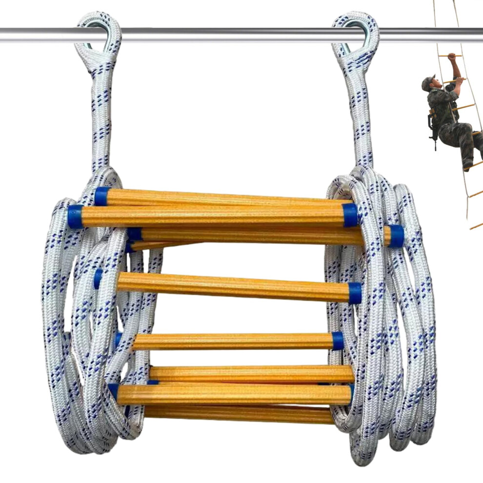 Rope Ladder 10Ft Fire Escape Ladder With Hooks Nonslip Heavyduty Nylon Emergency Rope For Climbing Training And Rescue 9094768779989
