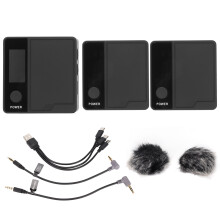 Wireless Lavalier Microphone Kit, Low Latency Stable Transmission Plug-Play for Camera, Computer, Smartphone TikTok Interview Recording (3PCS)