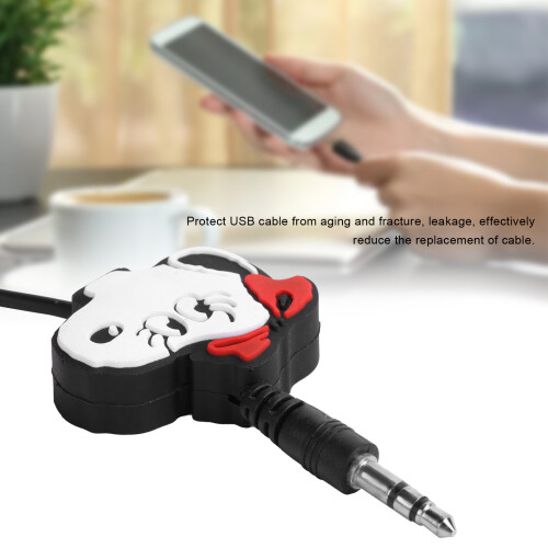 Cartoon Mobile Phone USB Cable Bites Protector PVC Cover (Black/White) 2
