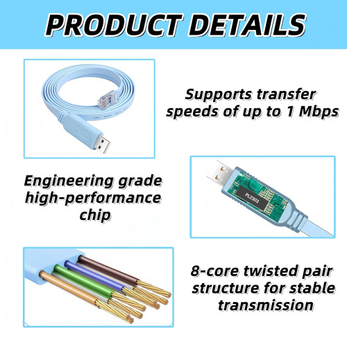Console Cable For Cisco USB To RJ45 Cable PL2303 Chip RS232 Cable Windows Vista Mac Linux 1