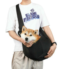Solid Color Dog Crossbody Bag Double Sided Adjustable Shoulder Strap Large Capacity Portable Black