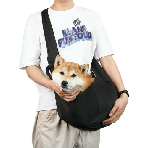 Solid Color Dog Crossbody Bag Double Sided Adjustable Shoulder Strap Large Capacity Portable Black 1