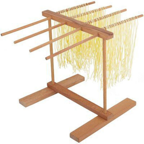 Wooden Pasta Drying Rack Natural Beech Foldable Spaghetti Noodle Stand with 8 Bars for Kitchen 1